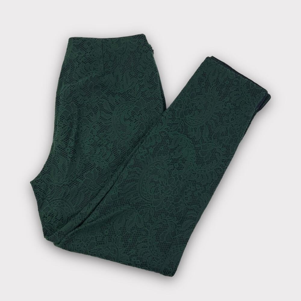 Boden Lydia Dark Green Lace Jacquard Trousers Size 8R